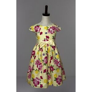 Gymboree Size 5 Girls Sundress Floral Flower Print Yellow Pink Party Church